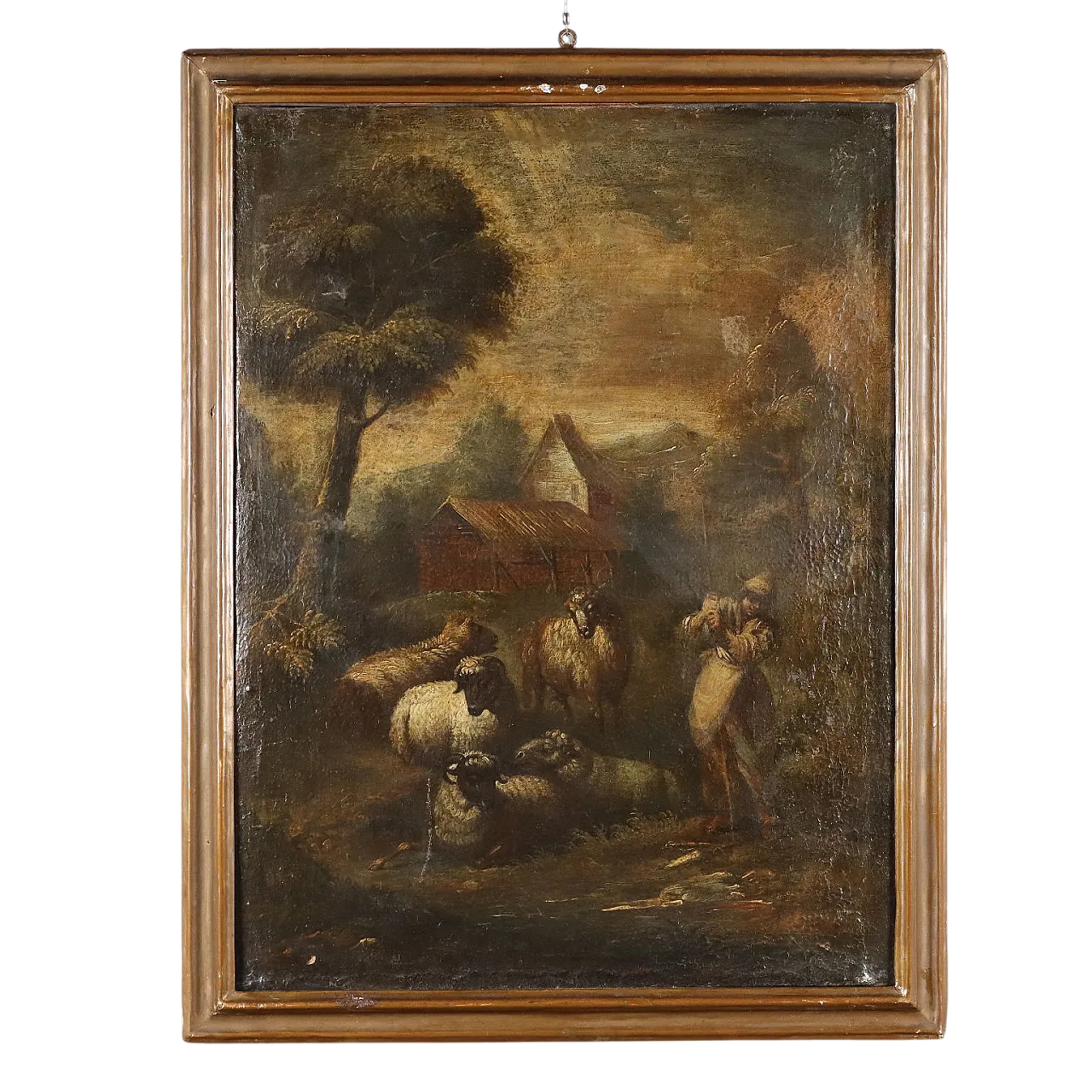 Landscape with Shepherd and Sheep, oil on canvas, 18th century 11