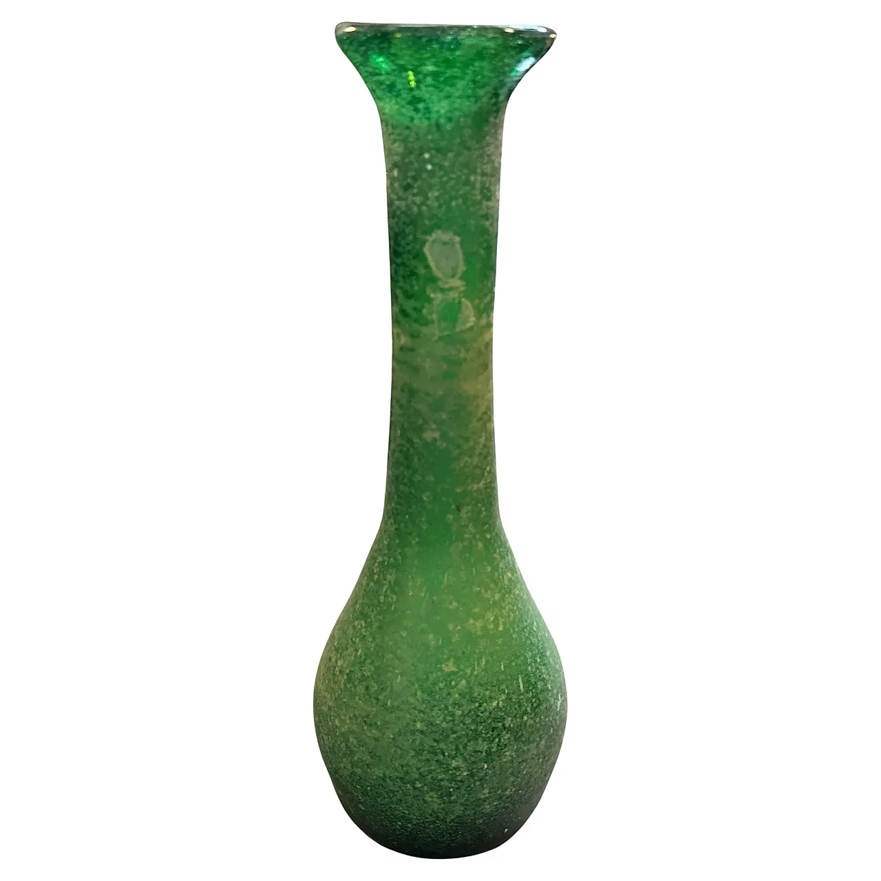 Green Murano glass vase attributed to Cenedese Scavo, 1970s 1