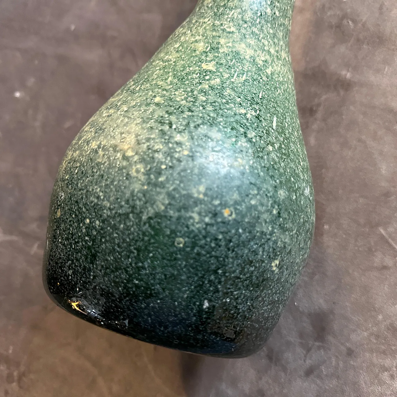 Green Murano glass vase attributed to Cenedese Scavo, 1970s 3