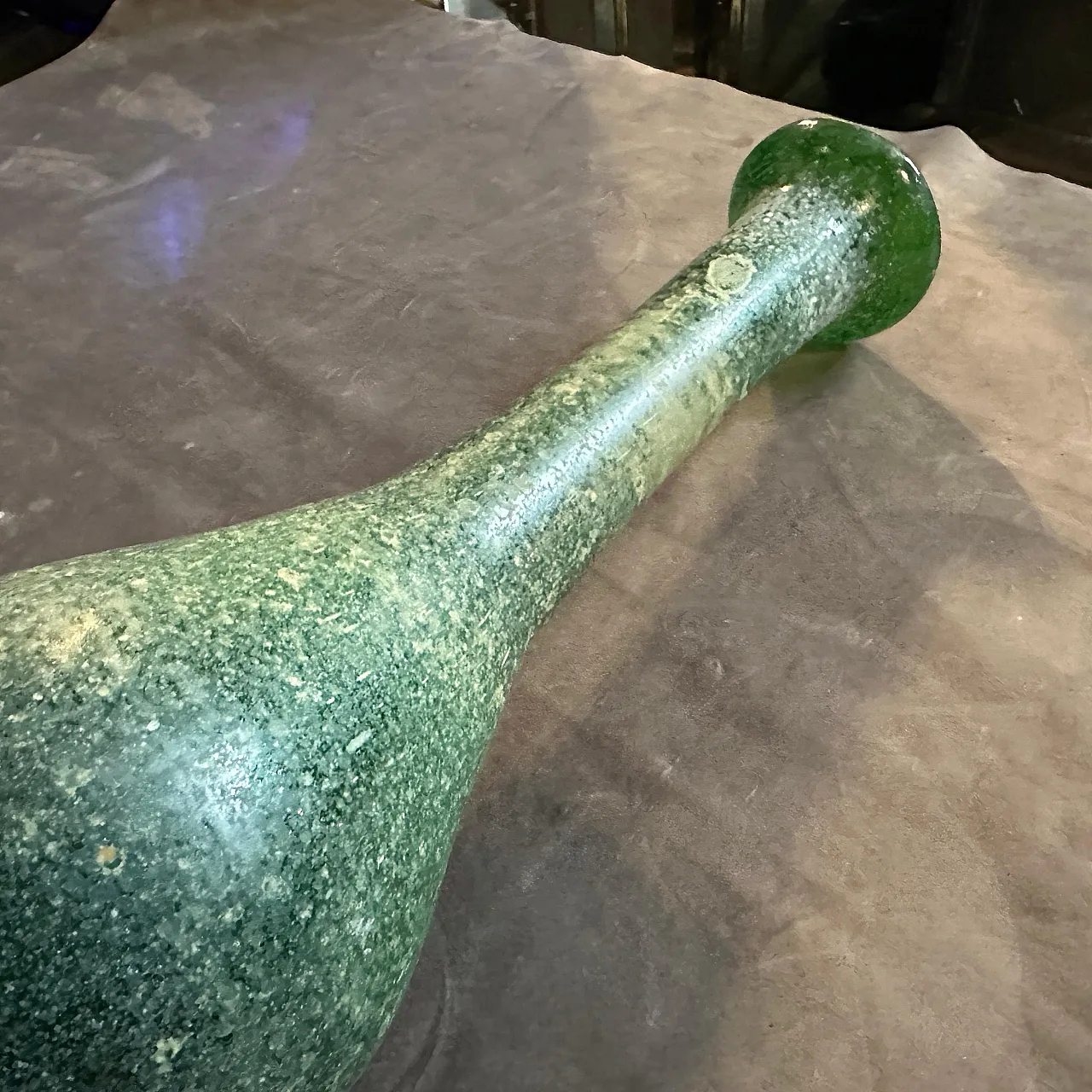 Green Murano glass vase attributed to Cenedese Scavo, 1970s 4