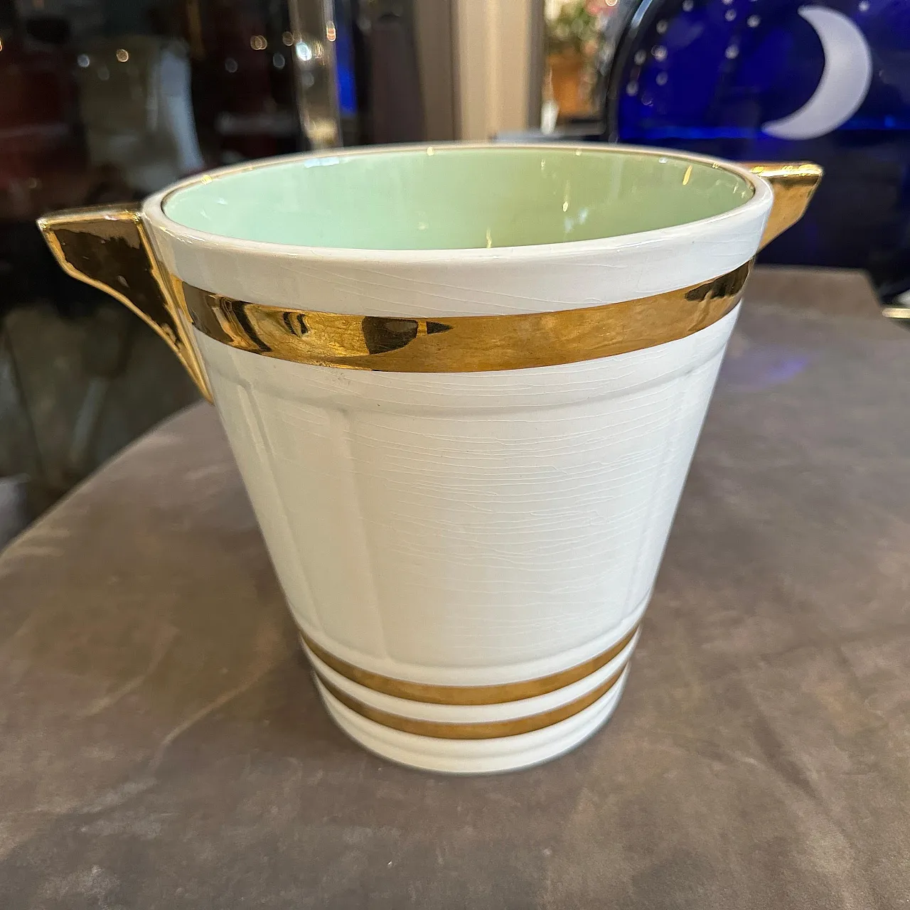 Ceramic champagne cooler by Sarreguemines, 1930s 3