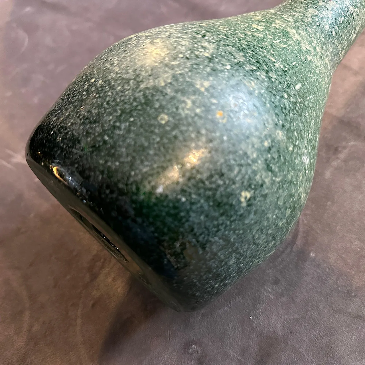 Green Murano glass vase attributed to Cenedese Scavo, 1970s 5