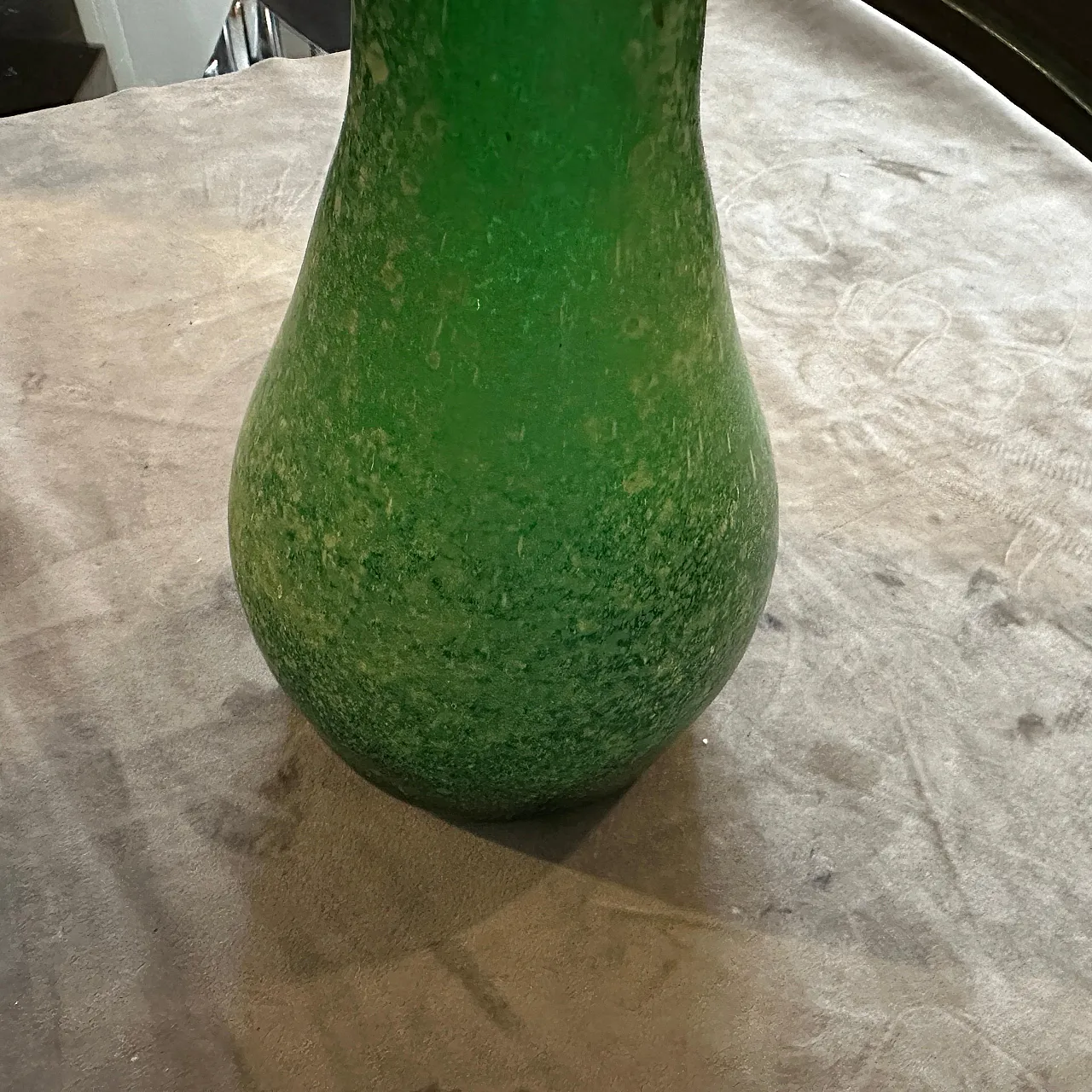 Green Murano glass vase attributed to Cenedese Scavo, 1970s 6