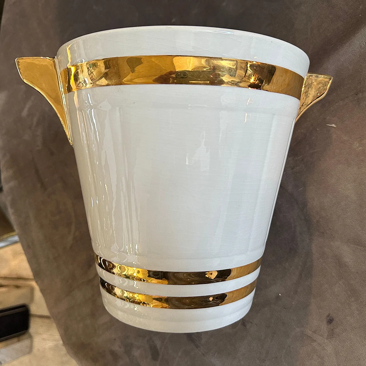 Ceramic champagne cooler by Sarreguemines, 1930s 6