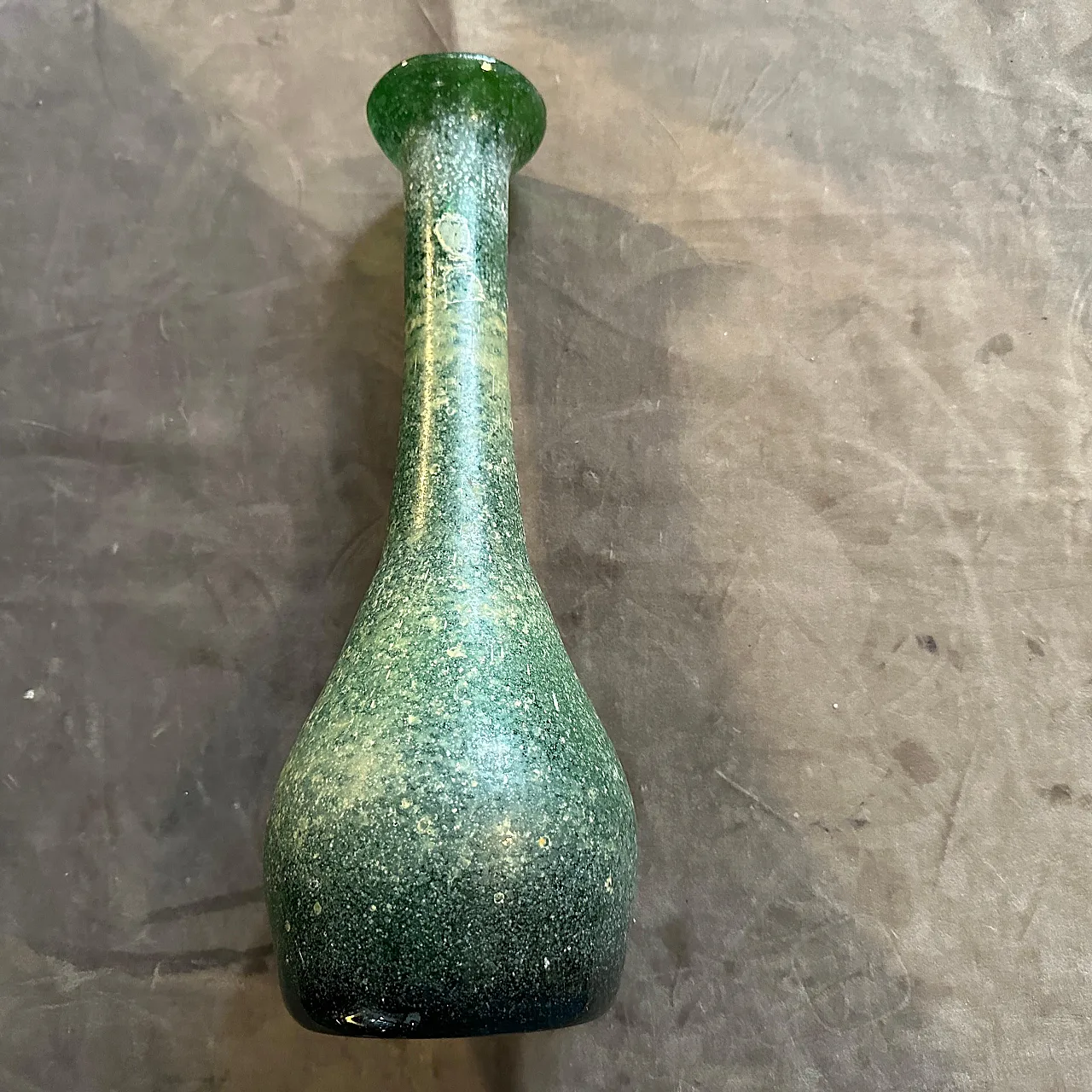 Green Murano glass vase attributed to Cenedese Scavo, 1970s 8