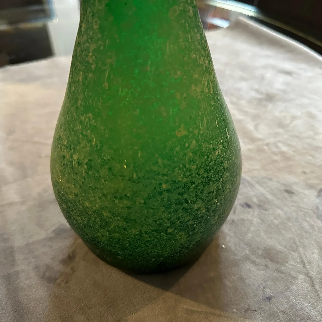 Green Murano glass vase attributed to Cenedese Scavo, 1970s 9