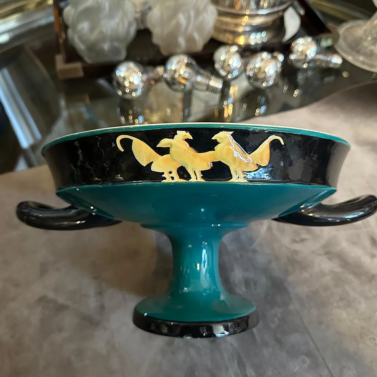 Art Deco Gio Ponti style ceramic centrepiece by Vibi, 1930s 13