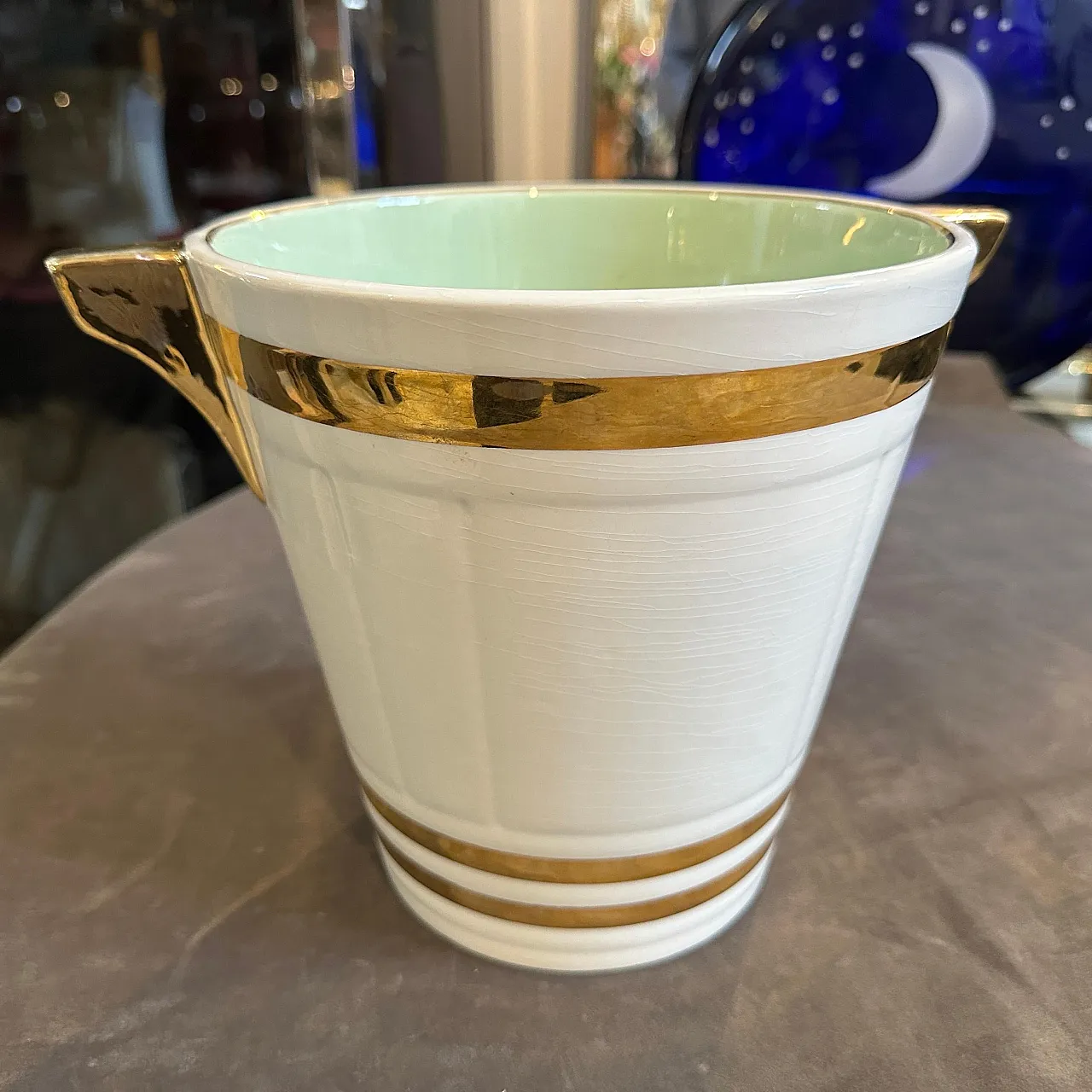 Ceramic champagne cooler by Sarreguemines, 1930s 11