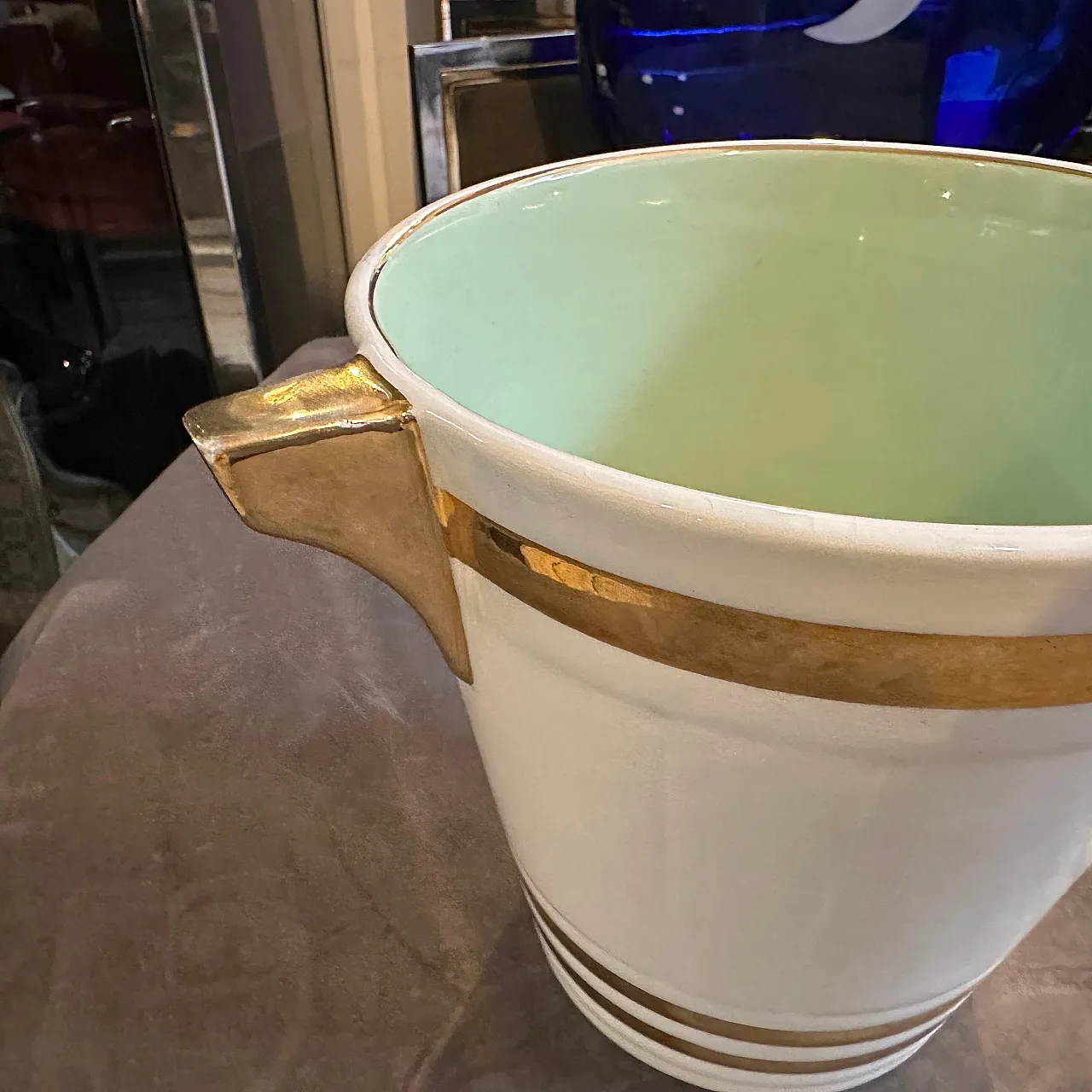 Ceramic champagne cooler by Sarreguemines, 1930s 13