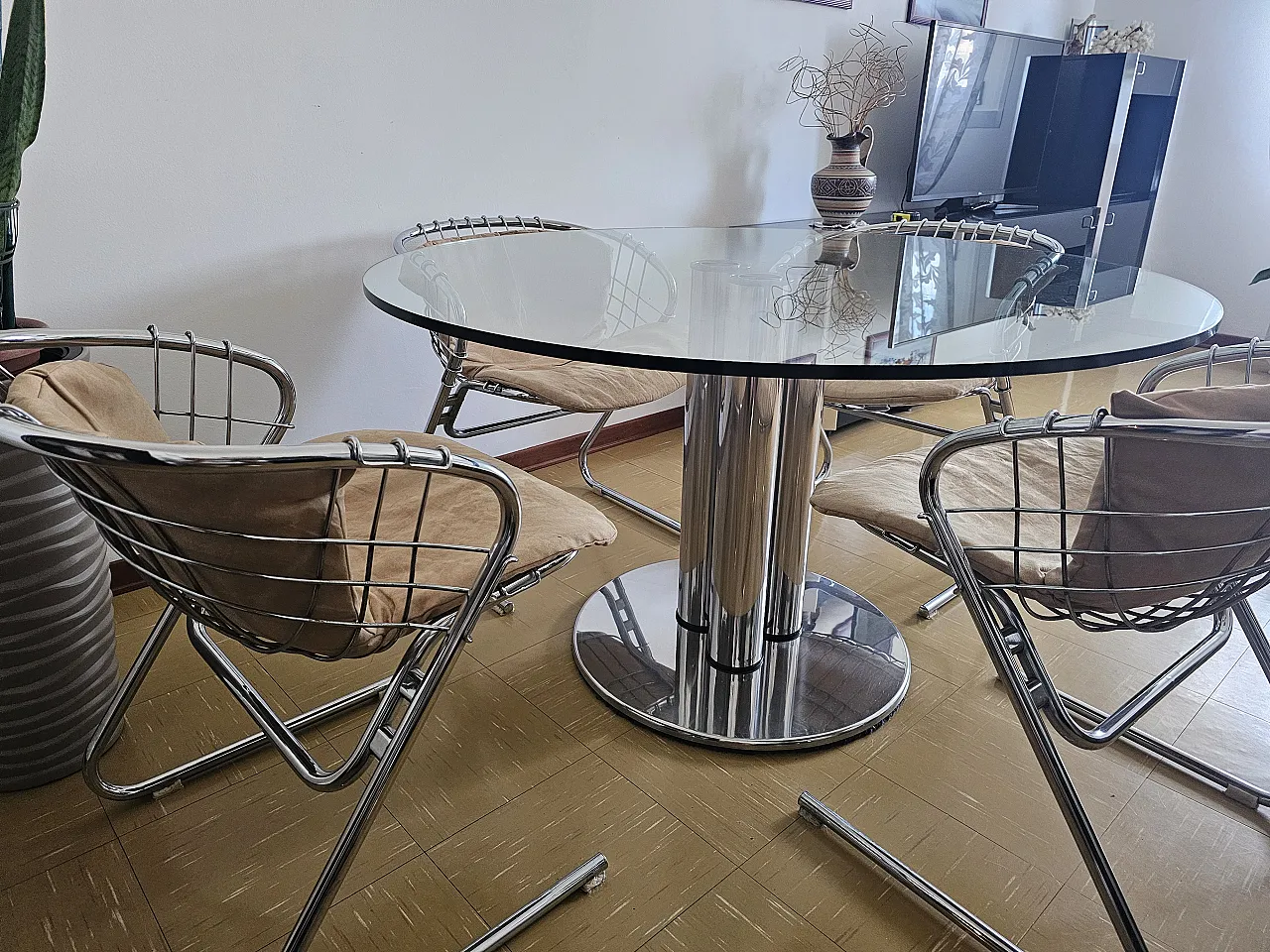 Tavolo in cristallo e acciaio inox di Zanotta Marcuso, '900 1