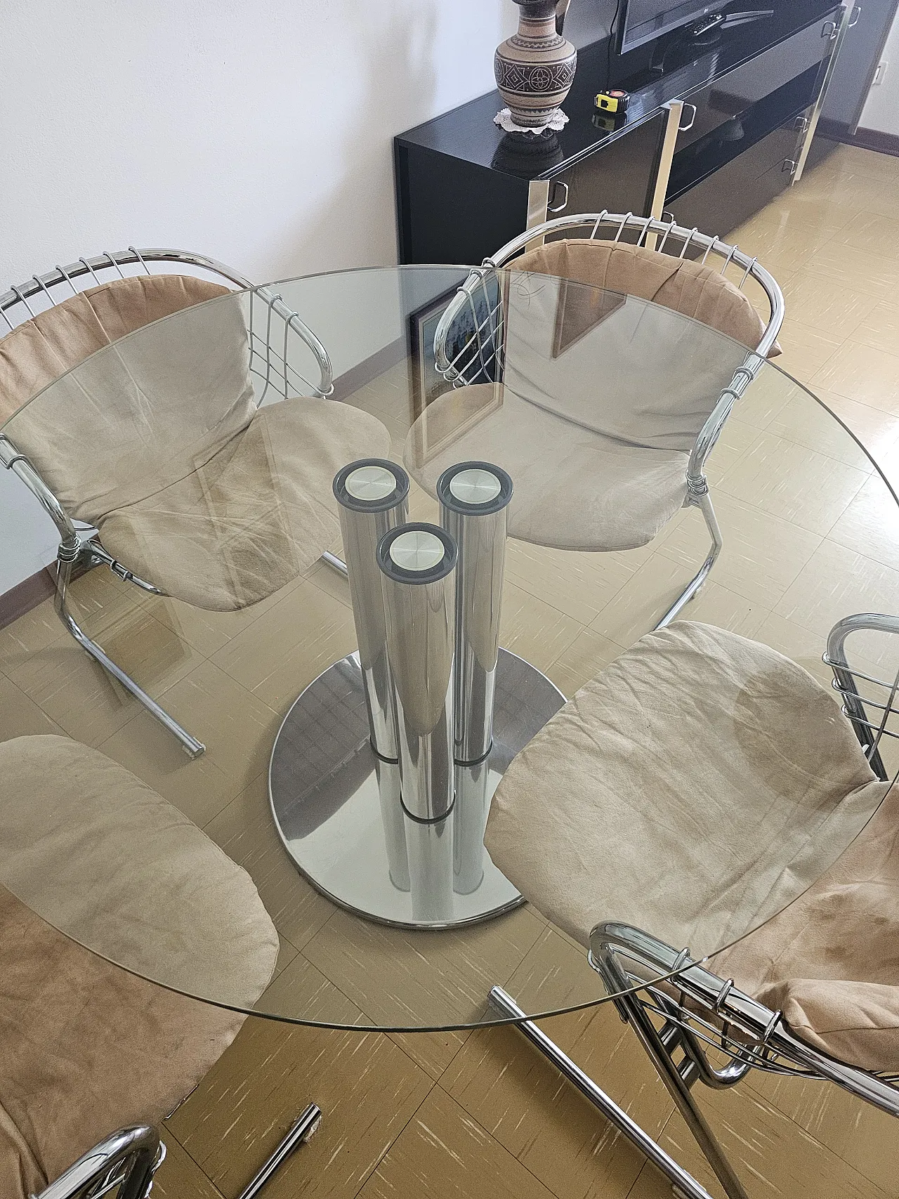 Tavolo in cristallo e acciaio inox di Zanotta Marcuso, '900 2