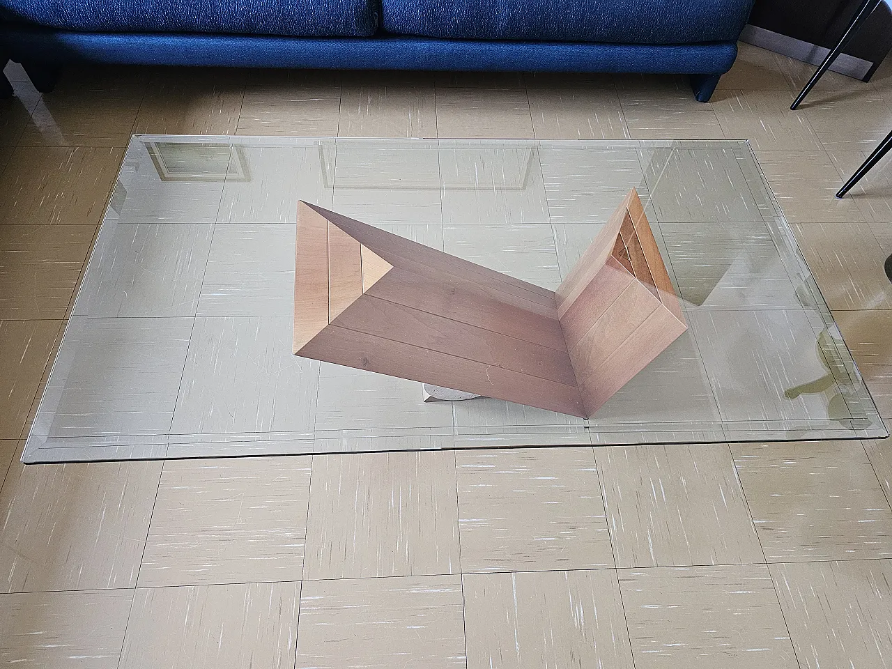 Cattelan coffee table in walnut, crystal and marble, 2000s 1