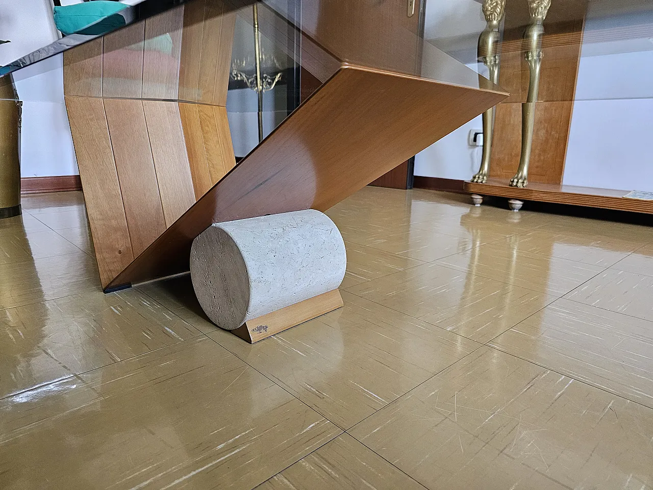 Cattelan coffee table in walnut, crystal and marble, 2000s 3