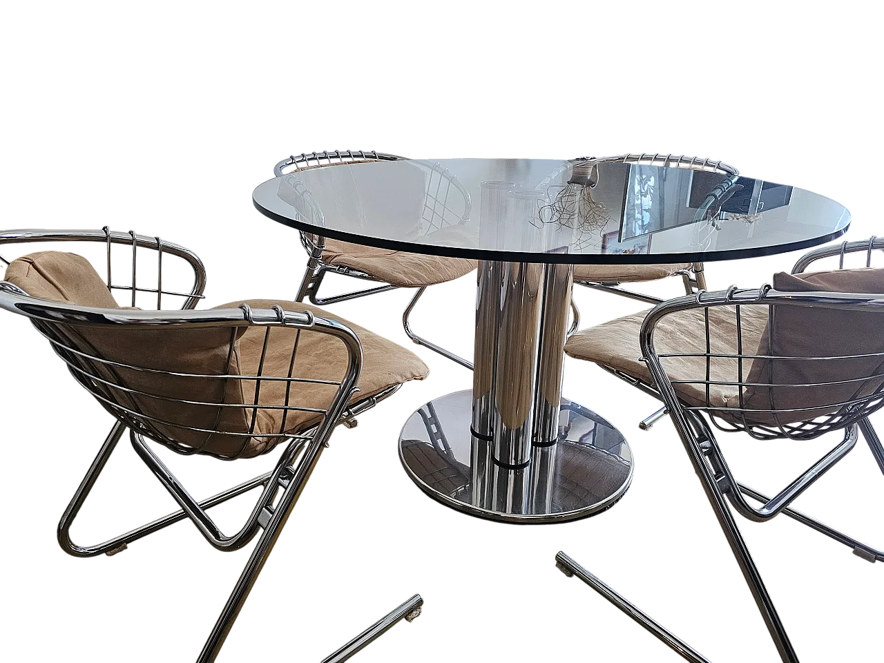 Tavolo in cristallo e acciaio inox di Zanotta Marcuso, '900 6