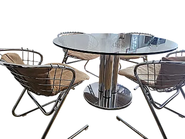 Tavolo in cristallo e acciaio inox di Zanotta Marcuso, '900