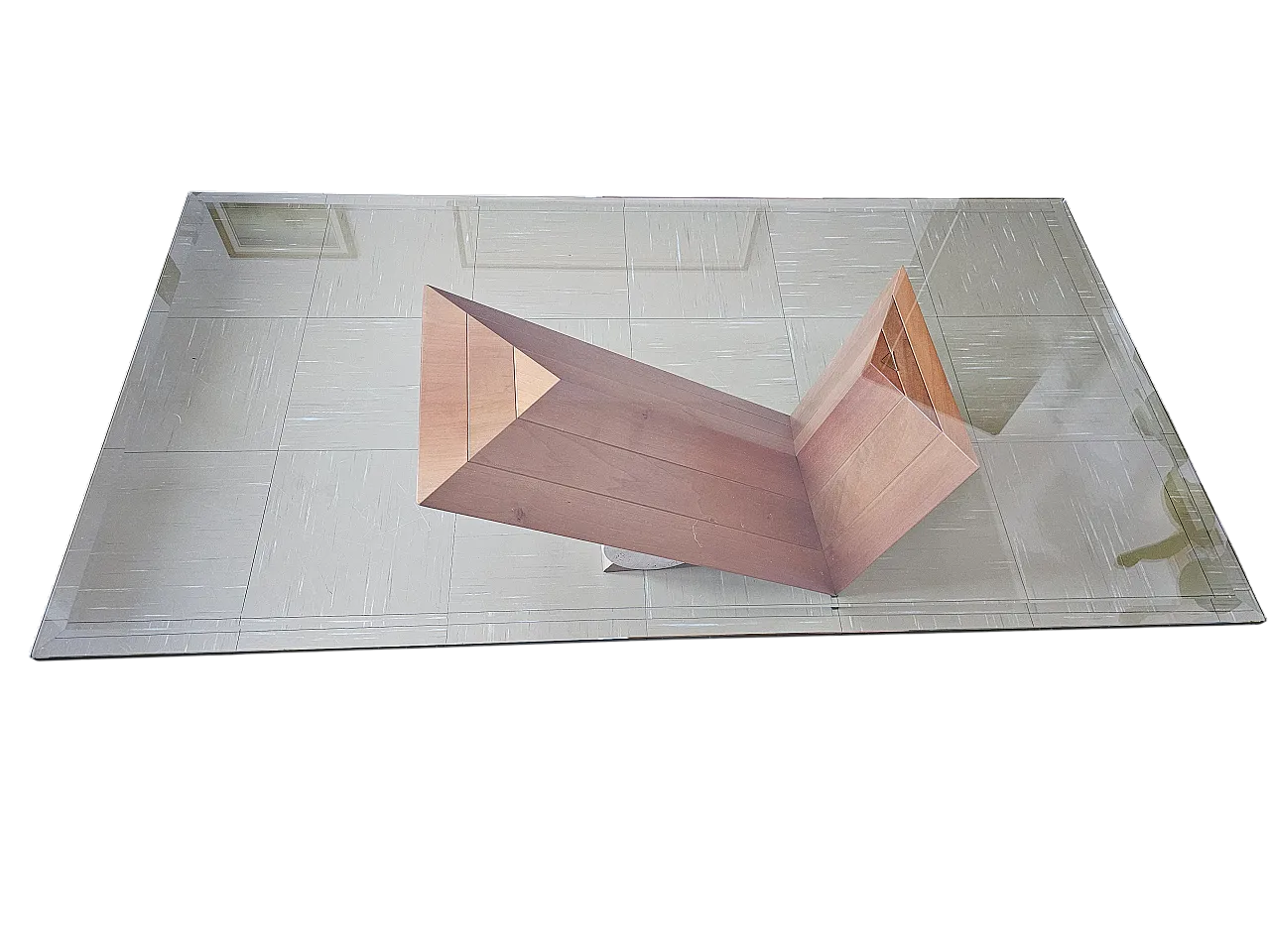 Cattelan coffee table in walnut, crystal and marble, 2000s 5