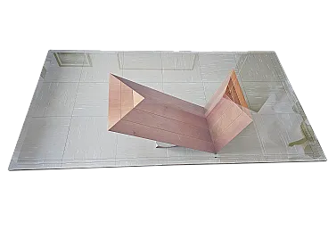 Cattelan coffee table in walnut, crystal and marble, 2000s