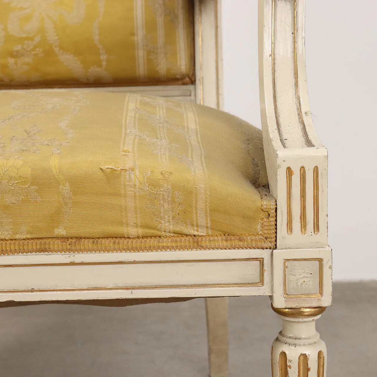 Pair of neoclassical style armchairs with footstools, 19th century 7