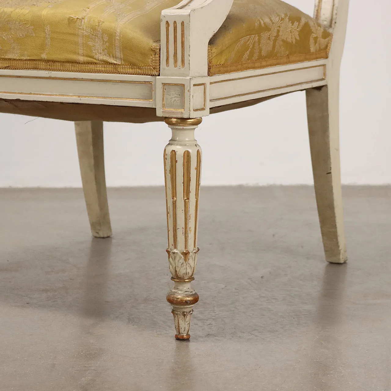 Pair of neoclassical style armchairs with footstools, 19th century 8