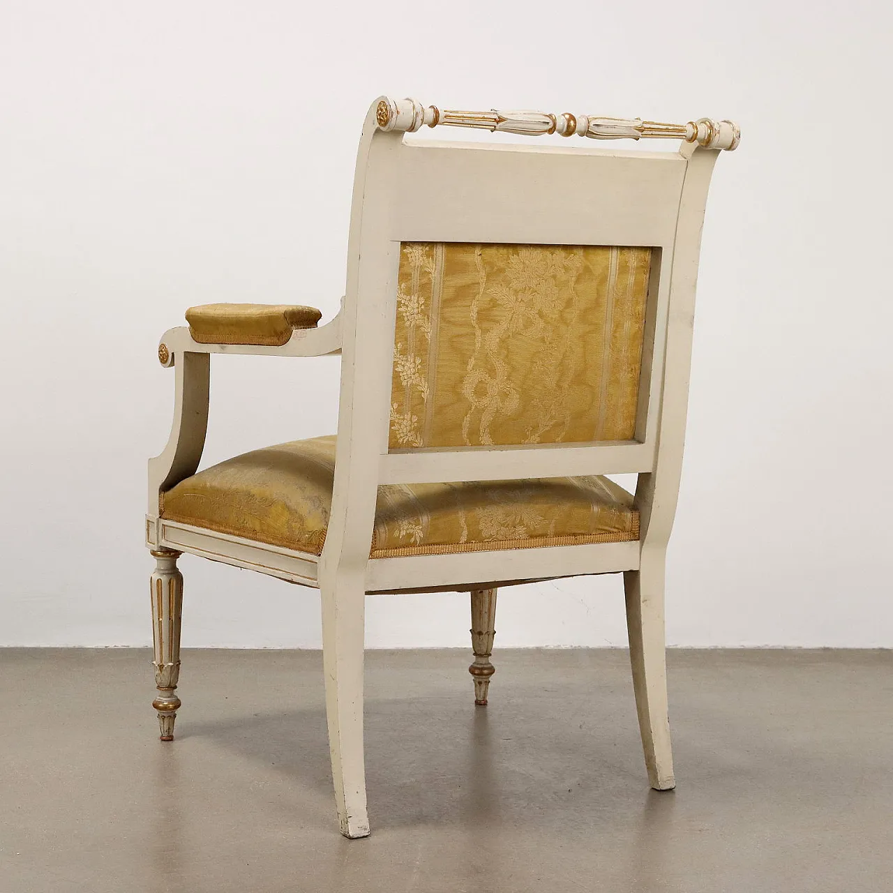 Pair of neoclassical style armchairs with footstools, 19th century 9