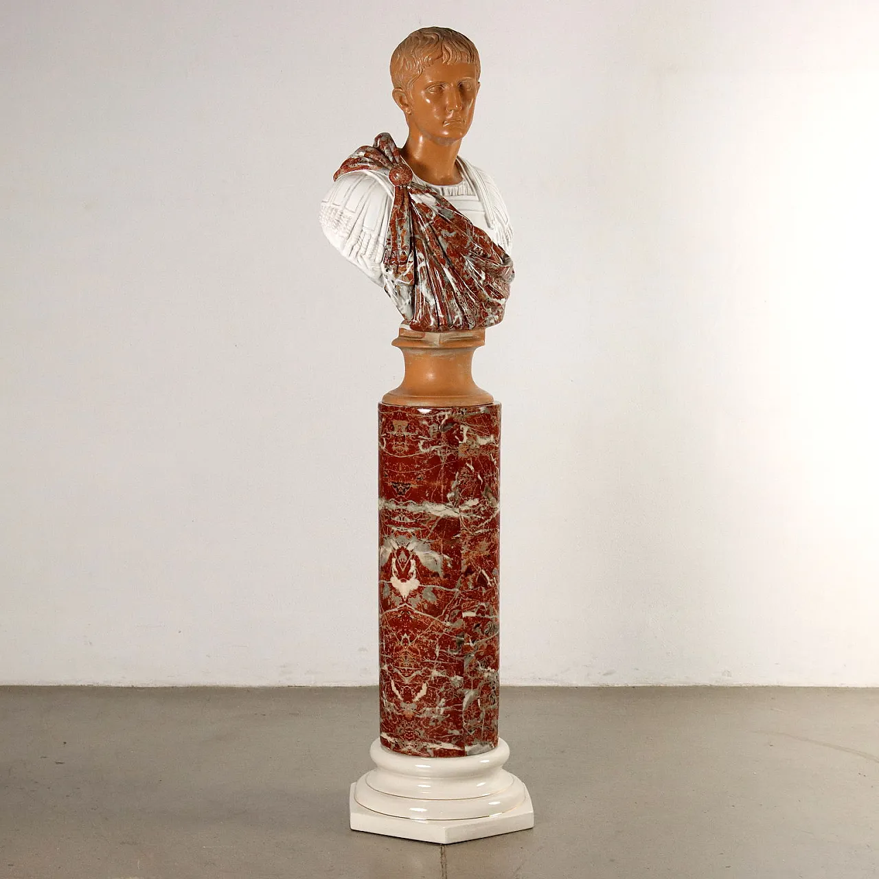 Pair of Roman emperor busts on ceramic columns by Tommaso Barbi, 1970s 3