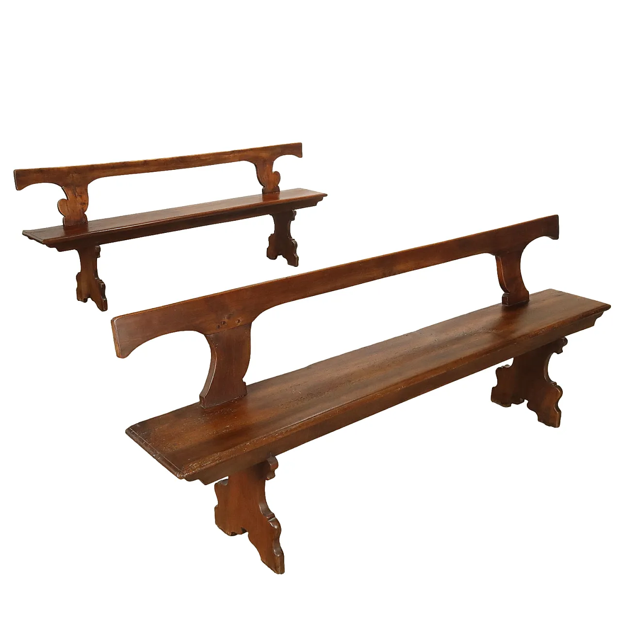 Coppia di Panche da ingresso in noce scolpito, '700 1