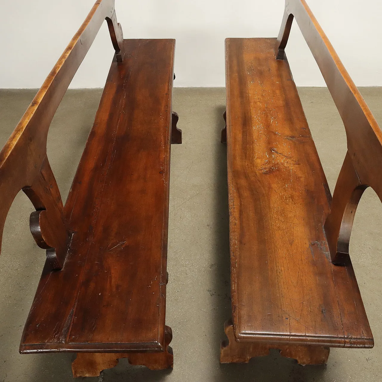 Coppia di Panche da ingresso in noce scolpito, '700 6