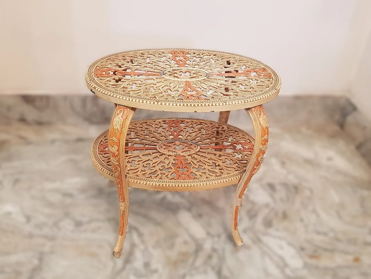 Tavolino d'appoggio in metallo smaltato, anni '40 1