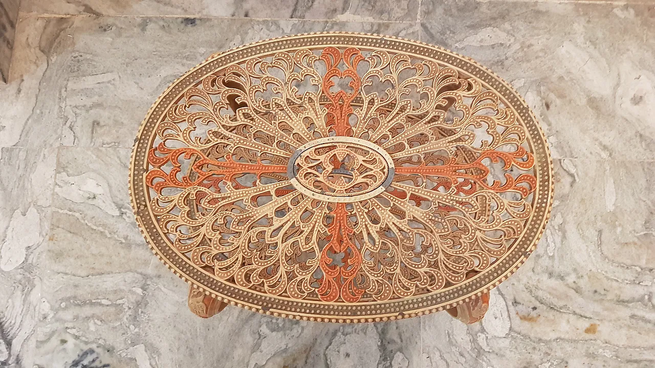 Tavolino d'appoggio in metallo smaltato, anni '40 3