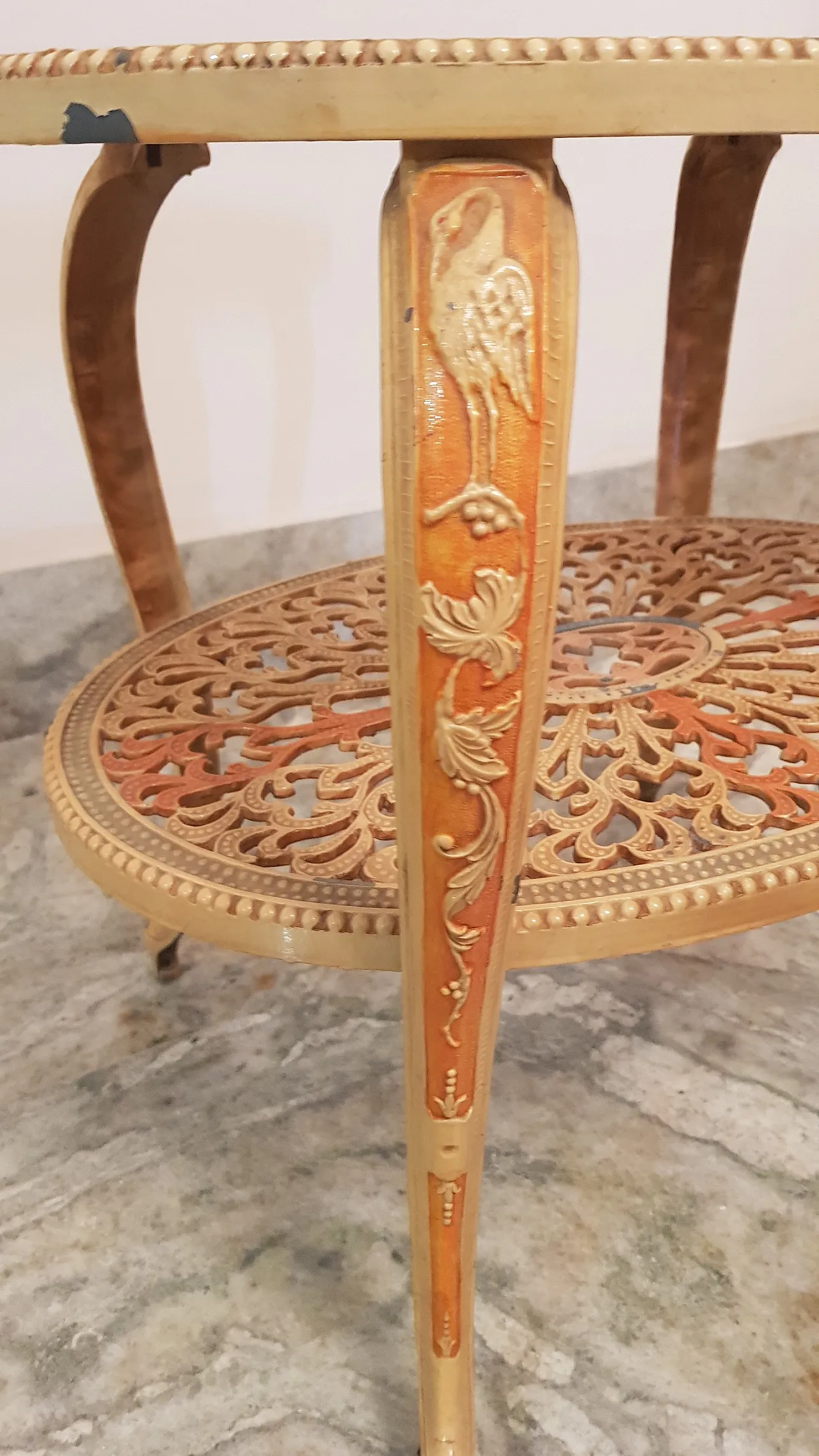 Tavolino d'appoggio in metallo smaltato, anni '40 4