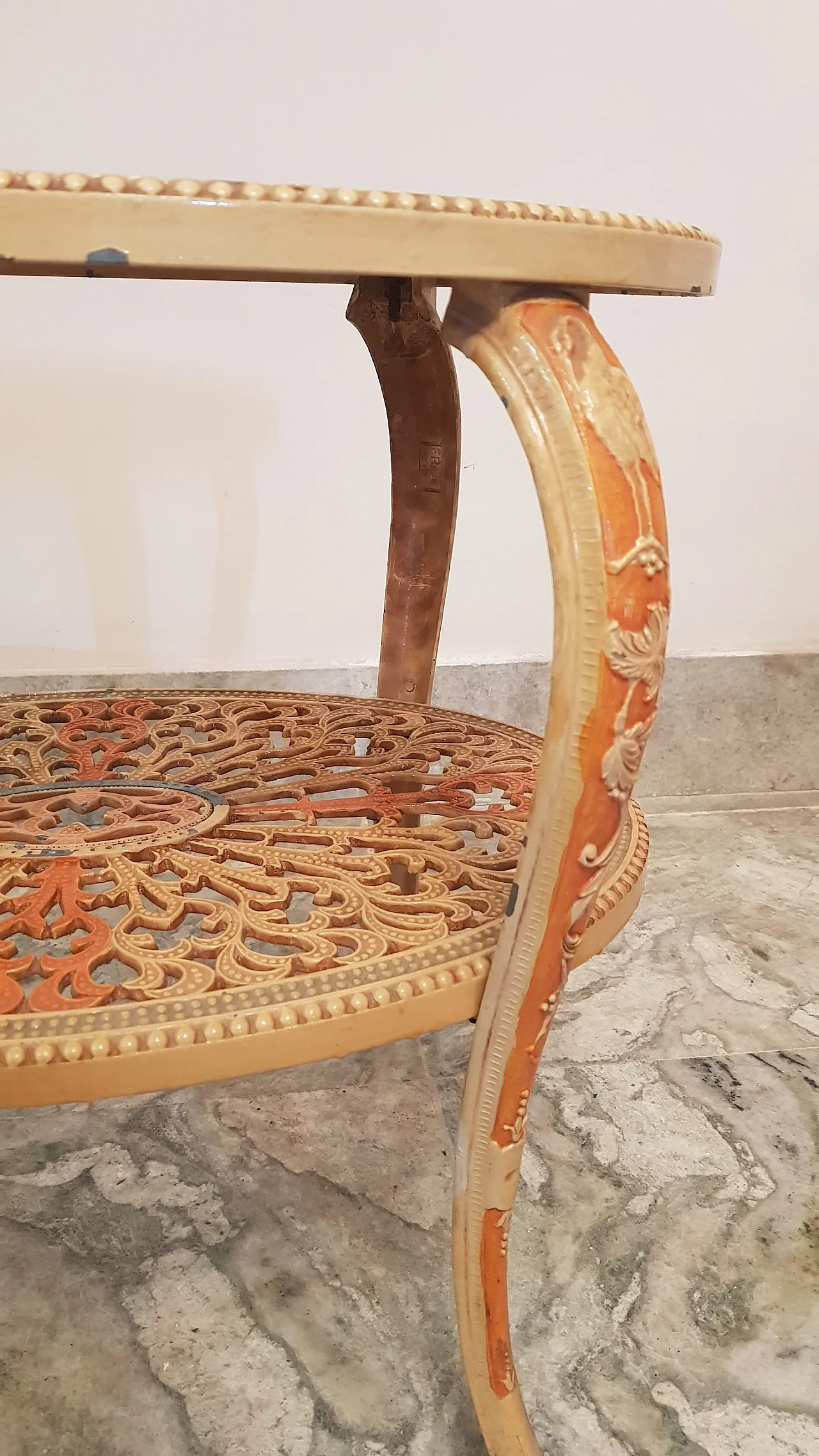 Tavolino d'appoggio in metallo smaltato, anni '40 6