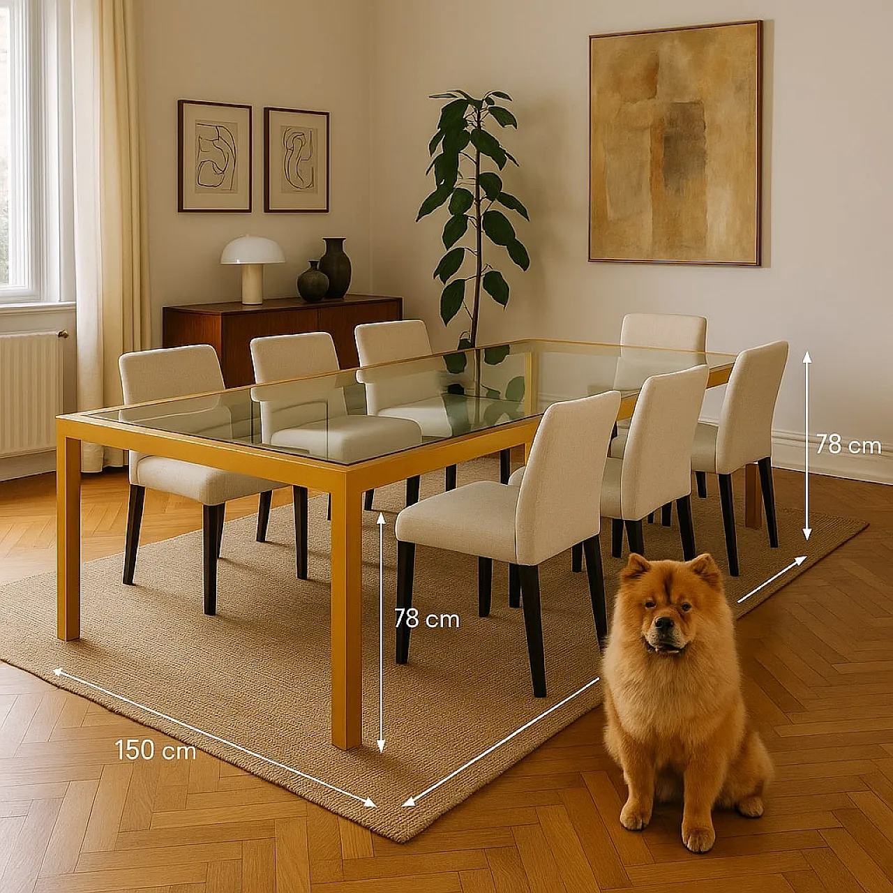 Tavolo grande in vetro e alluminio, anni '90 2