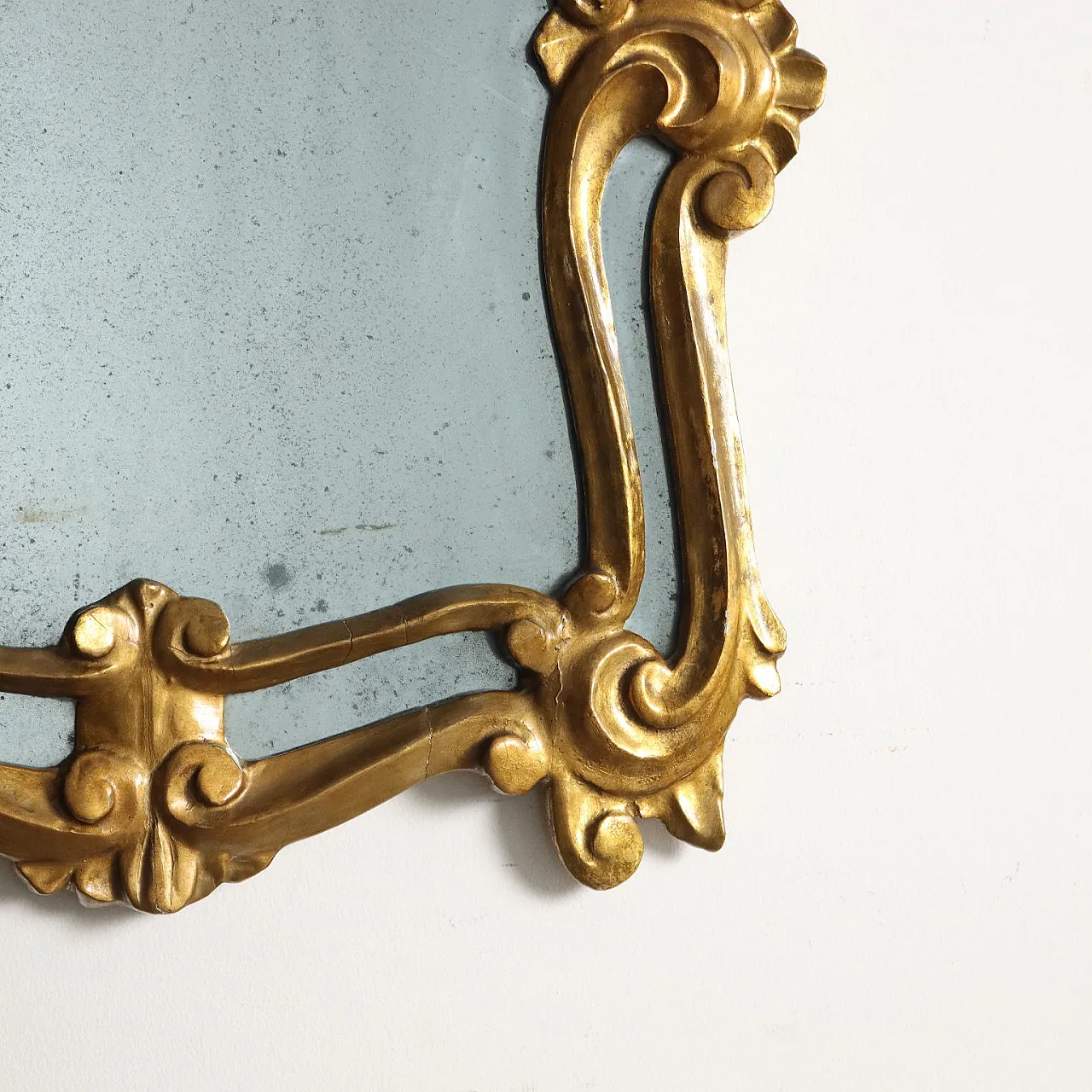 Specchio con cornice in legno intagliato e dorato, '900 7