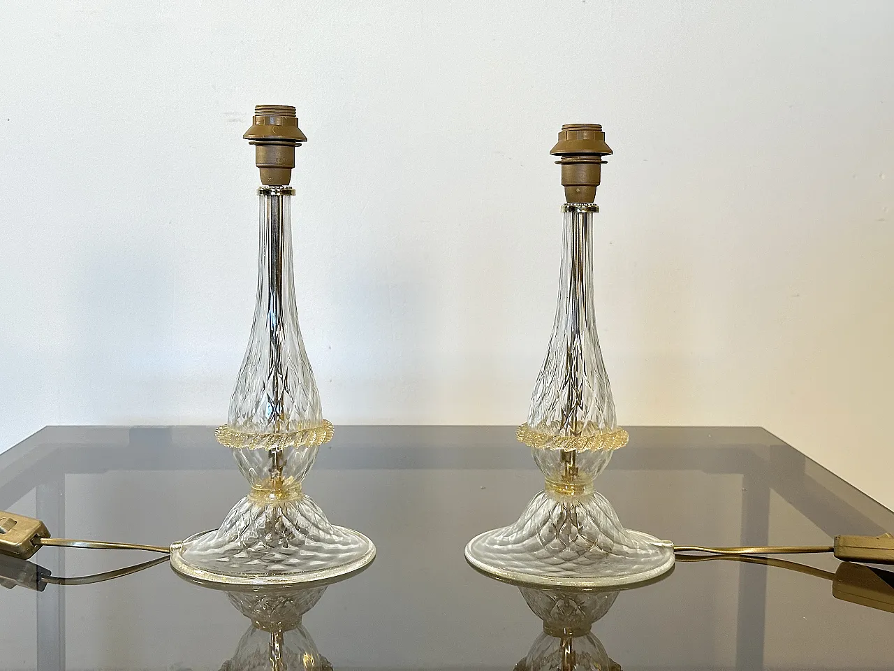 Pair of table lamps in Murano glass, 1980s 1