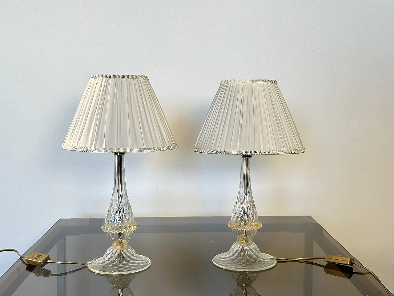 Pair of table lamps in Murano glass, 1980s 6
