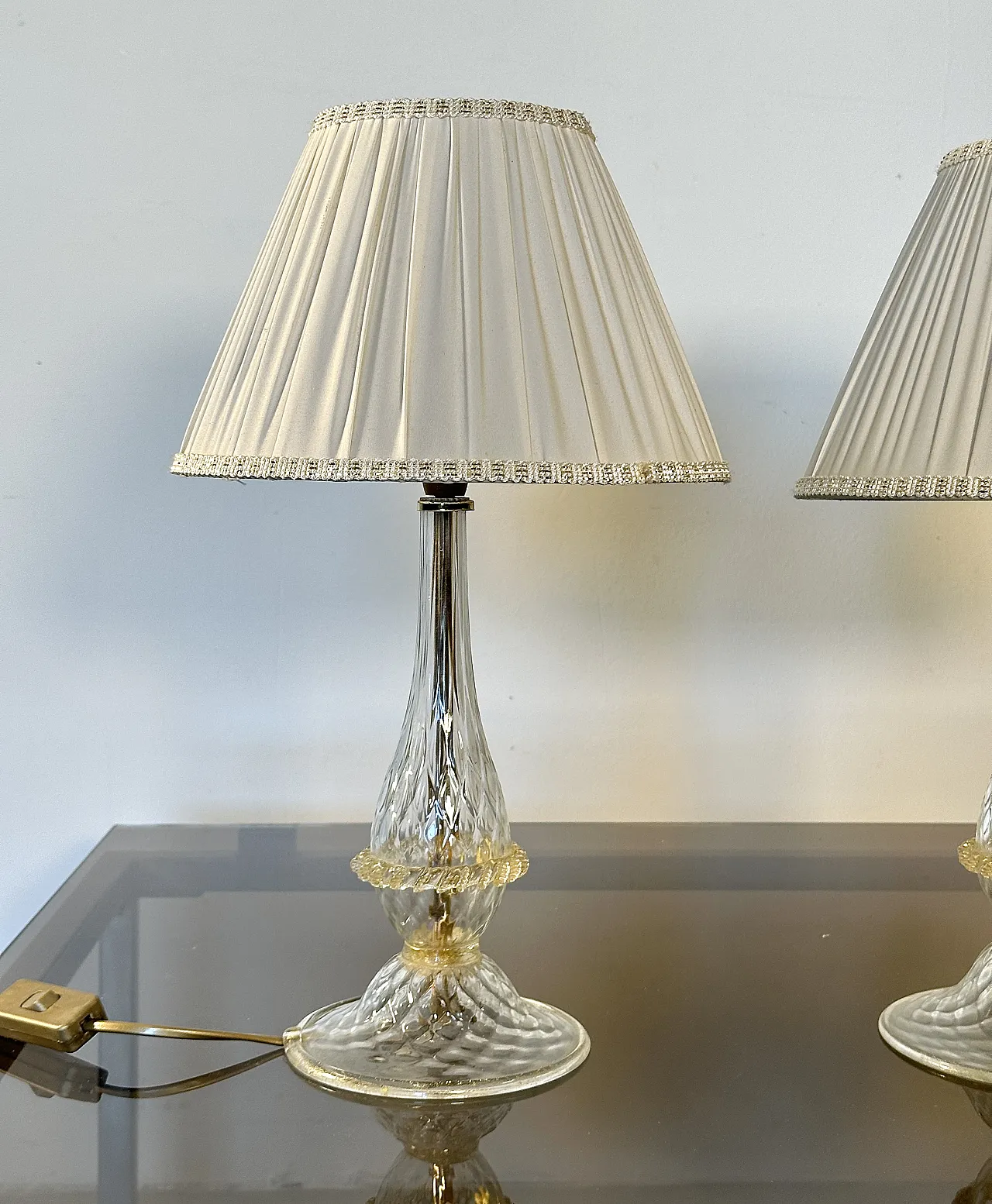 Pair of table lamps in Murano glass, 1980s 7