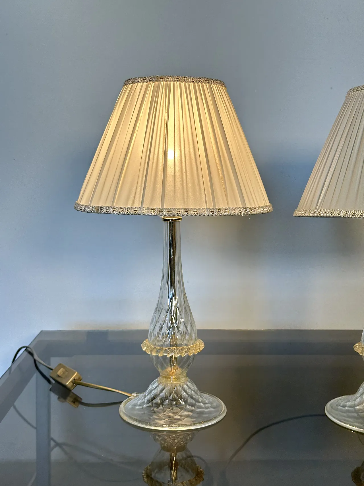 Pair of table lamps in Murano glass, 1980s 8