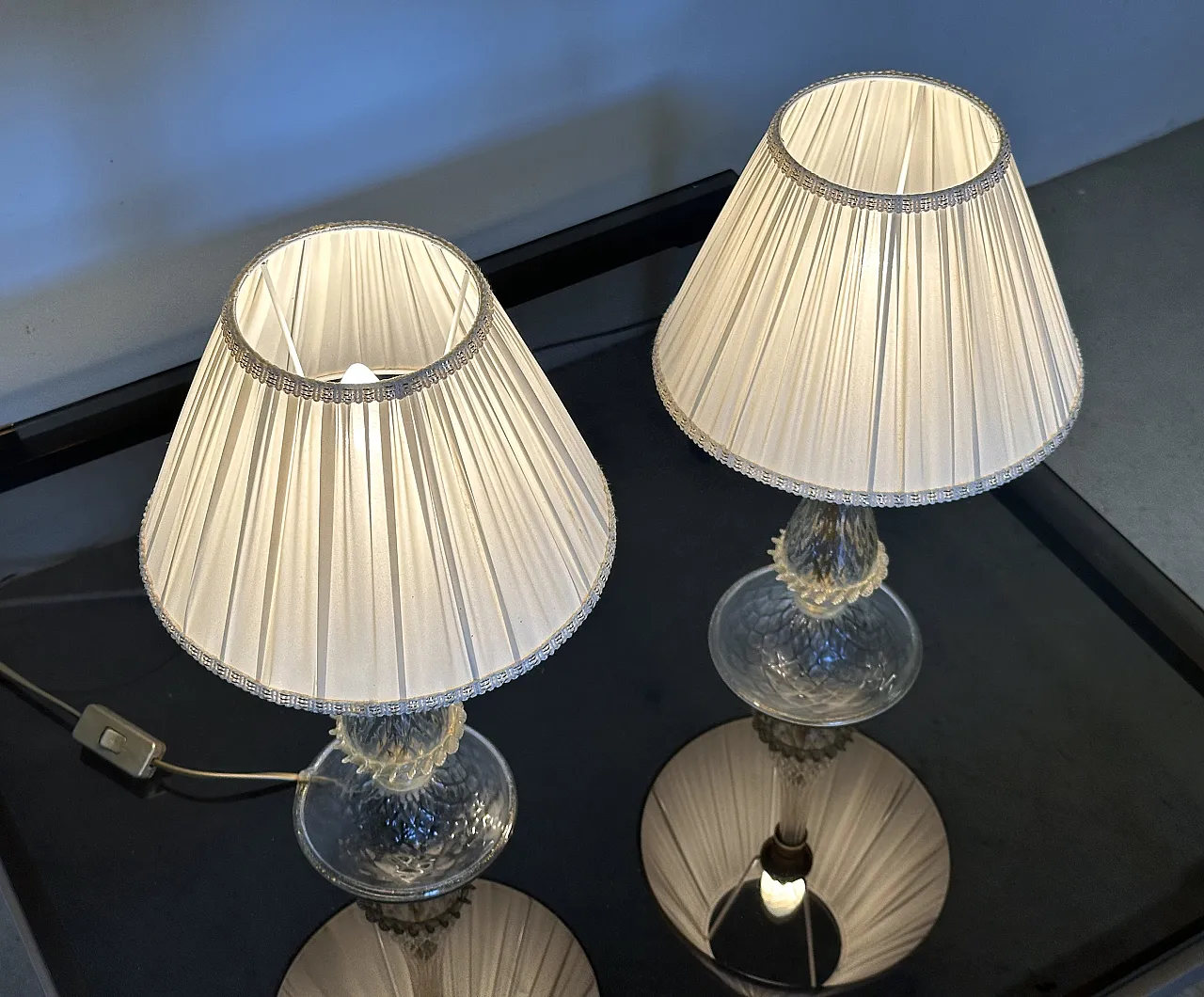 Pair of table lamps in Murano glass, 1980s 9