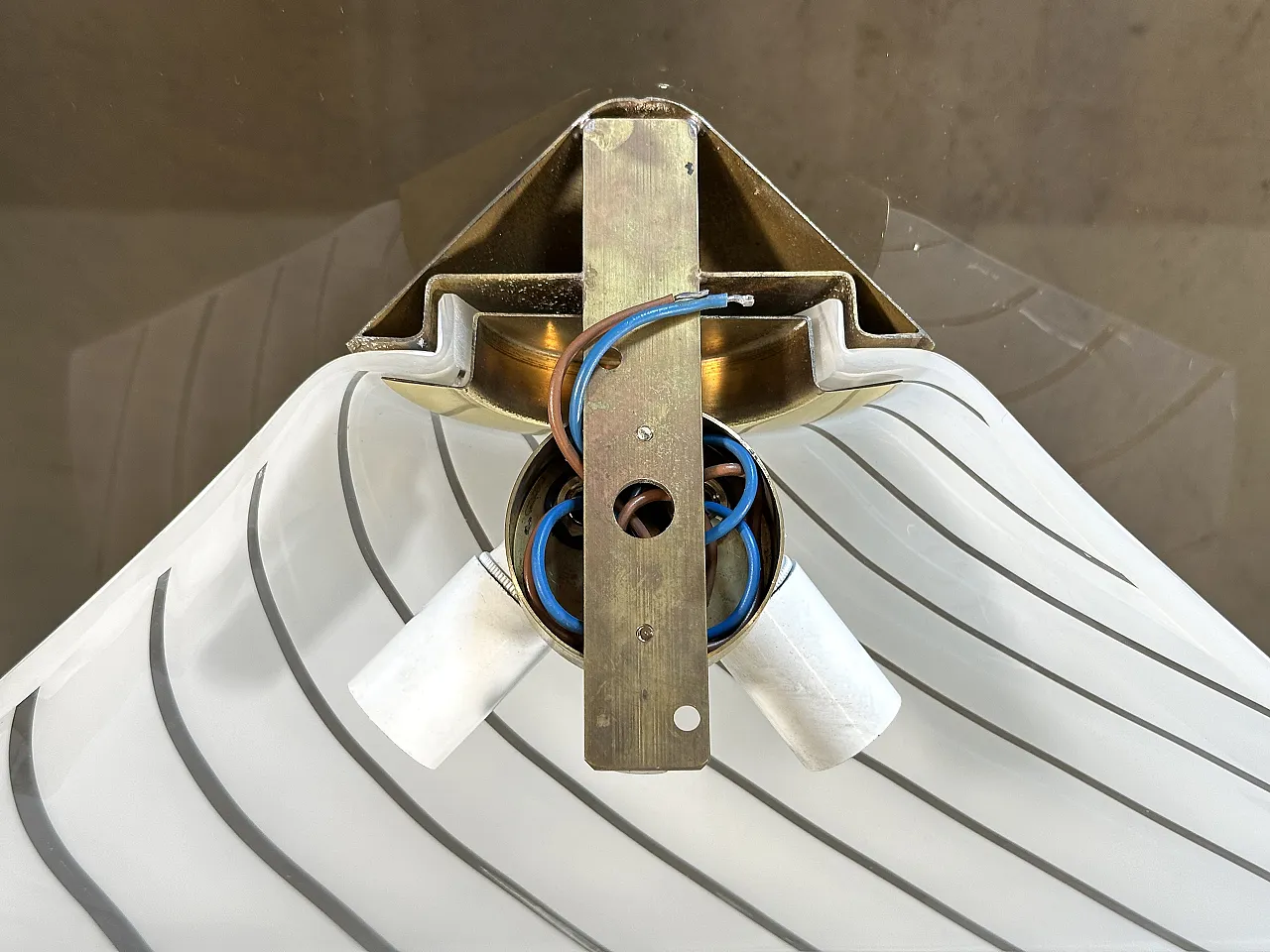 Pair of appliques in glass and brass by Mazzega, 1970s 3