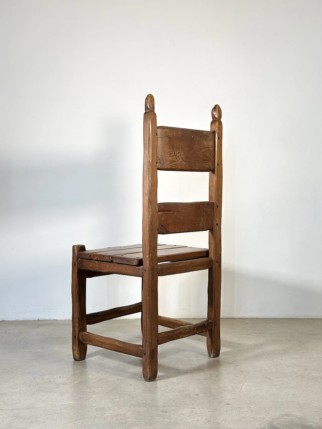 5 Dining chairs in oak wood in rustic style, 1970s 3