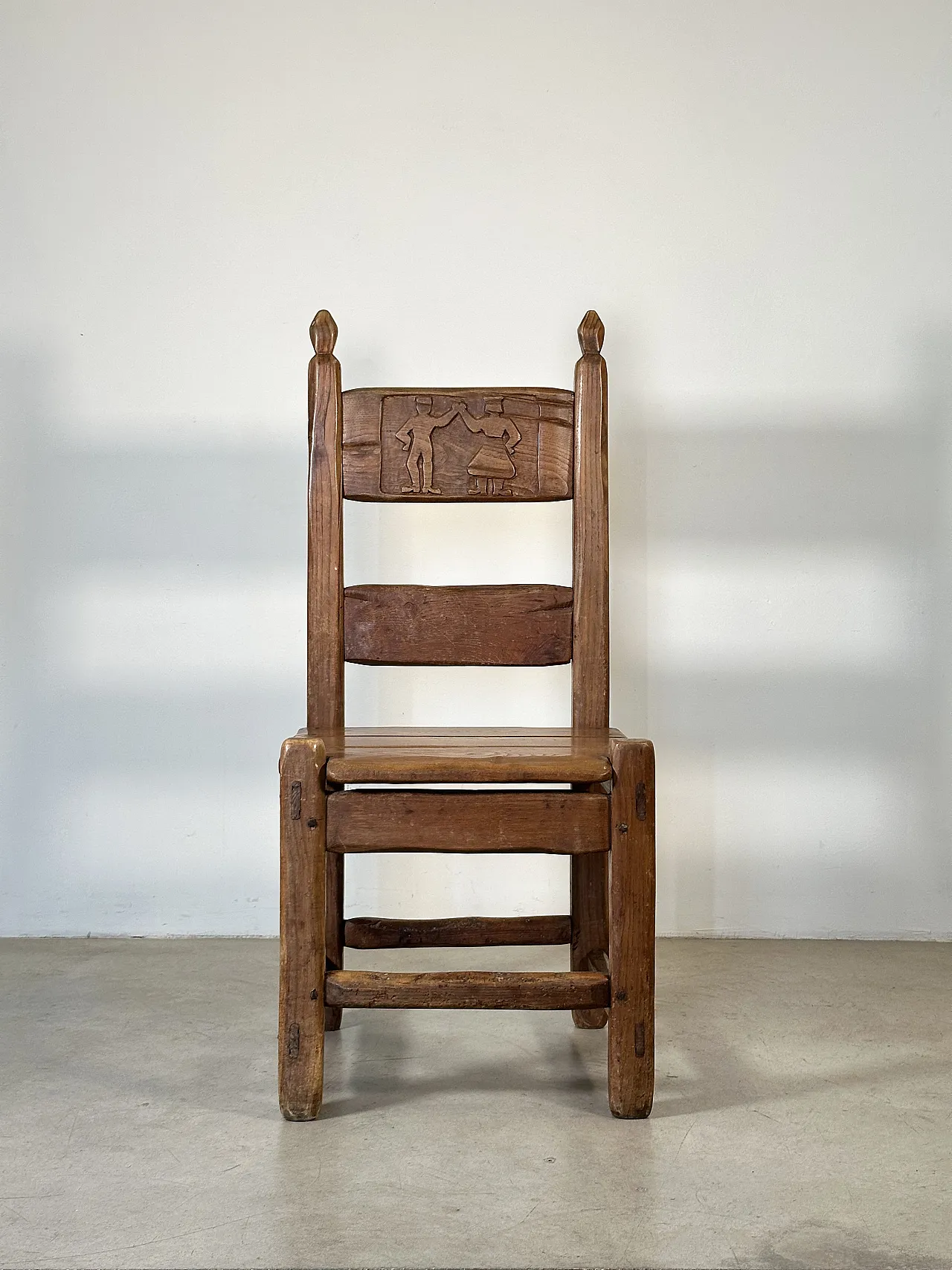 5 Dining chairs in oak wood in rustic style, 1970s 4