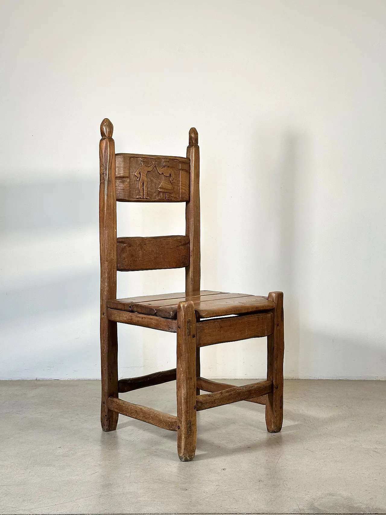 5 Dining chairs in oak wood in rustic style, 1970s 5