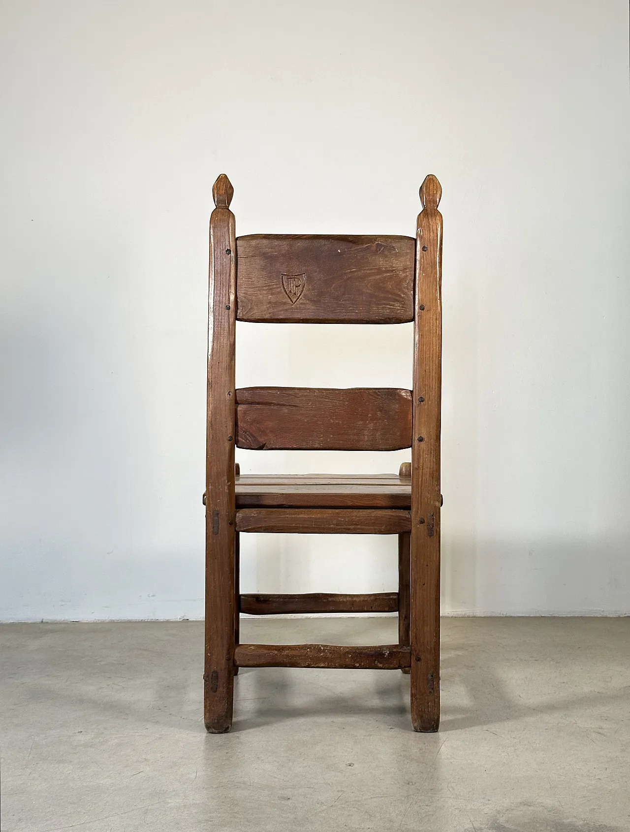 5 Dining chairs in oak wood in rustic style, 1970s 8