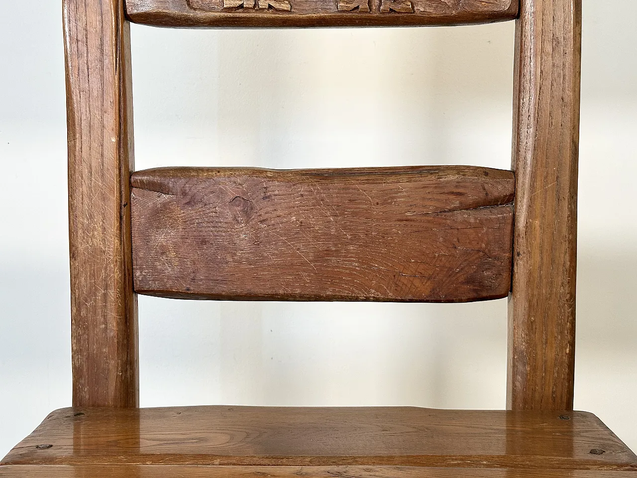 5 Dining chairs in oak wood in rustic style, 1970s 15