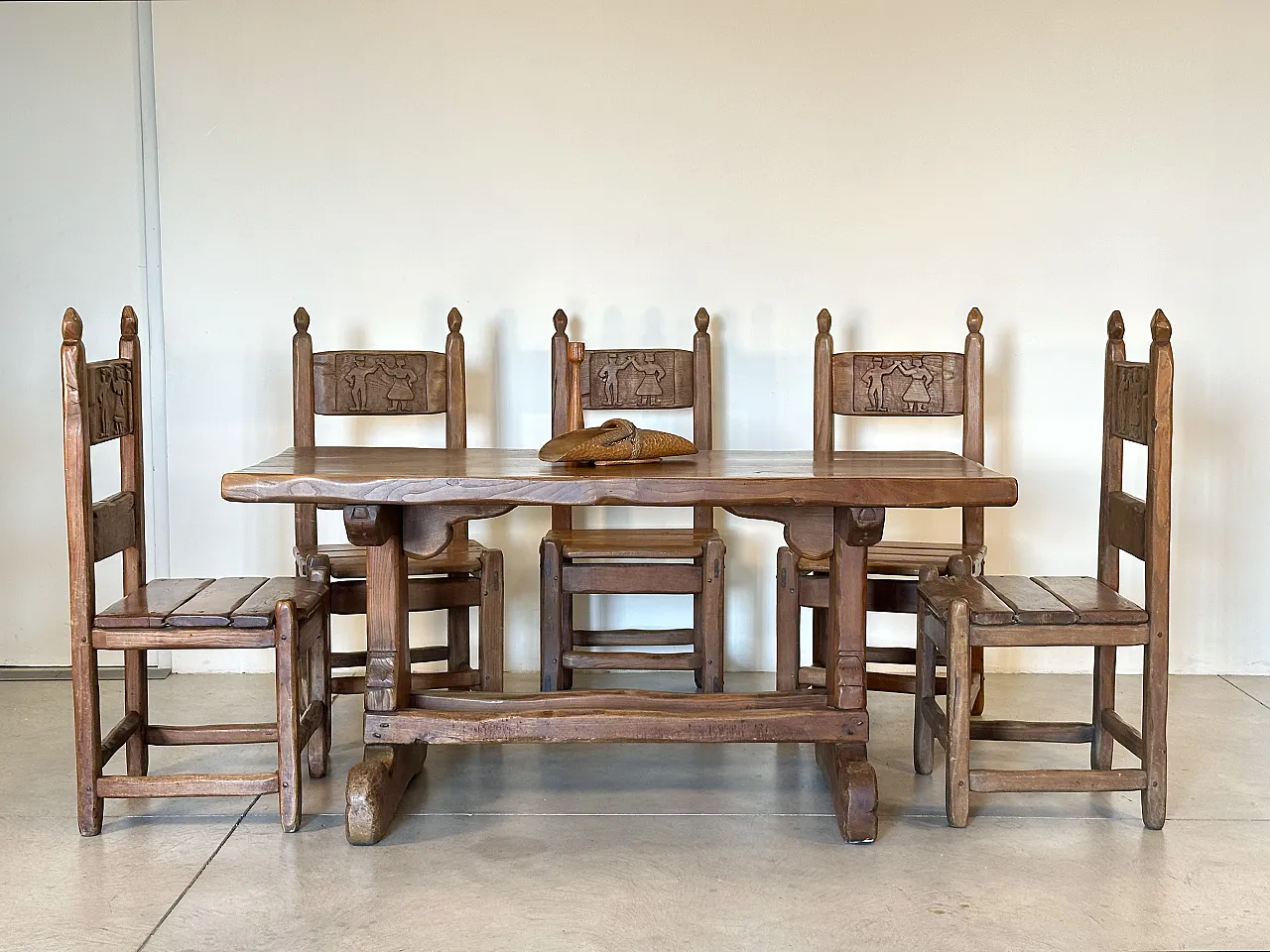 5 Dining chairs in oak wood in rustic style, 1970s 28