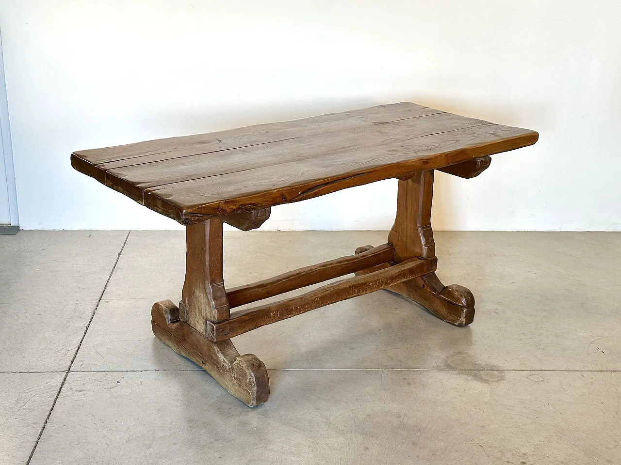 Table in oak wood in rustic style, 1970s 3