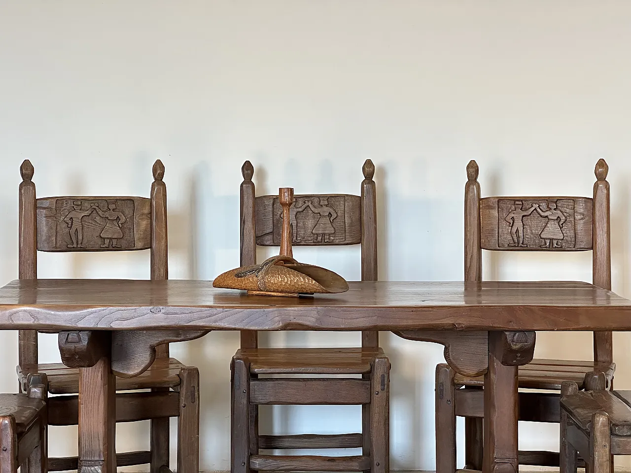 Table in oak wood in rustic style, 1970s 15