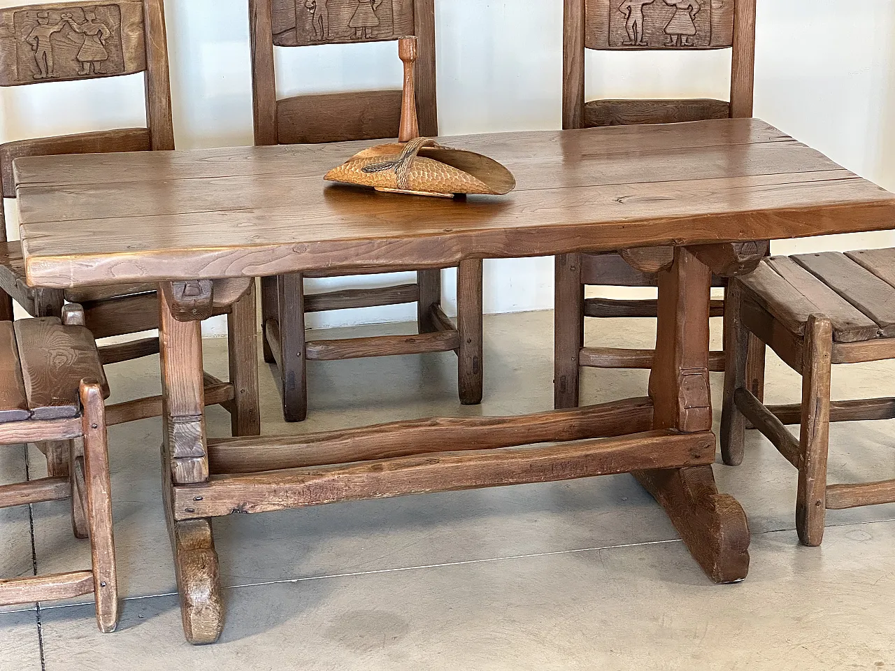 Table in oak wood in rustic style, 1970s 16