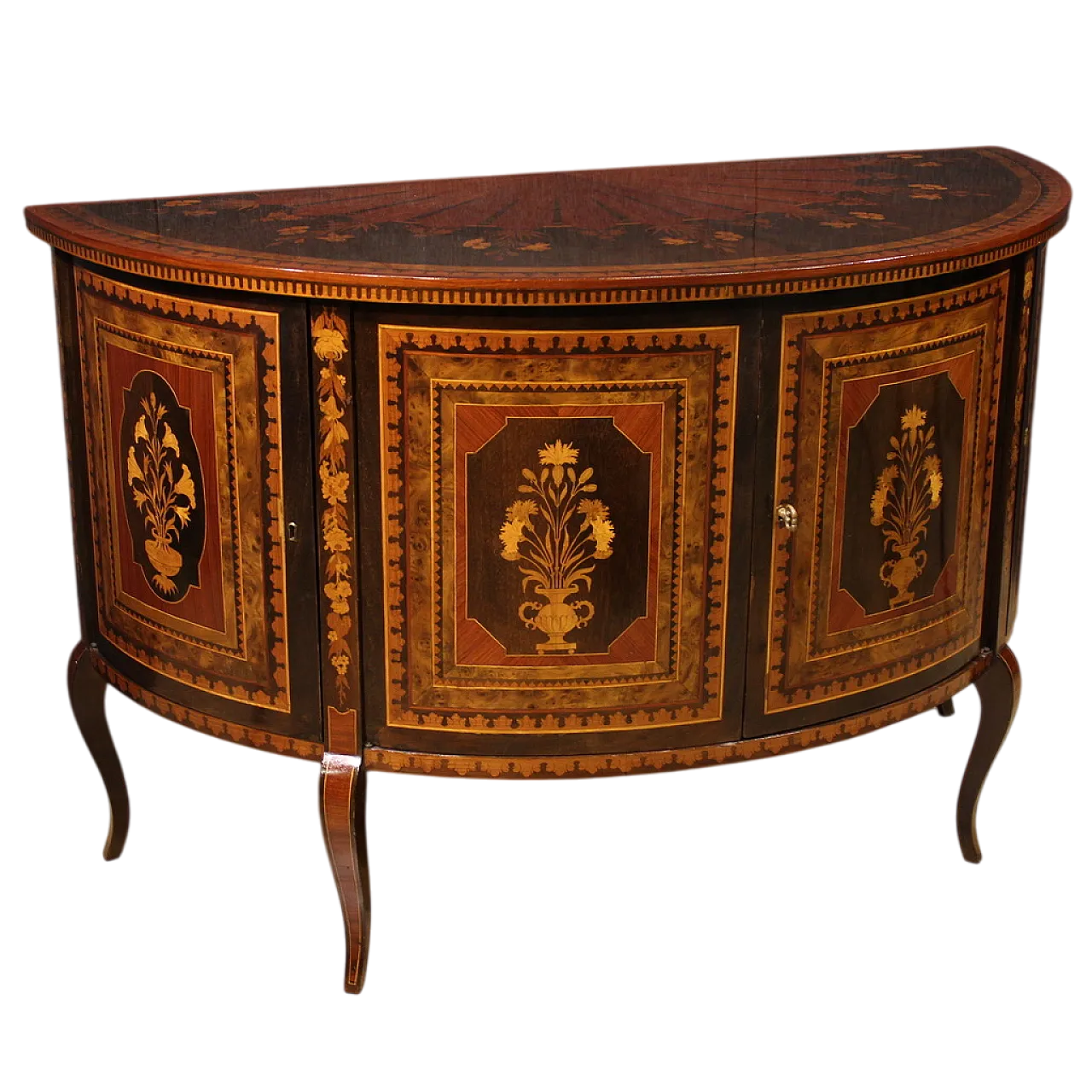 Inlaid demi lune sideboard, 20th century 13