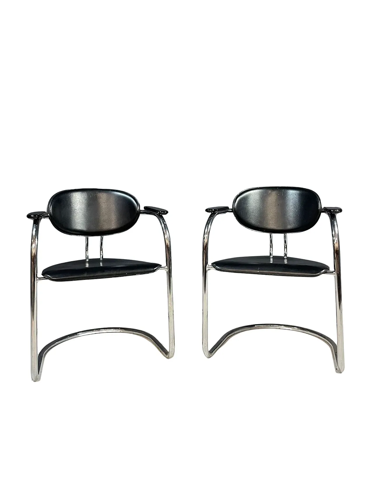 Pair of chrome Bauhaus style chairs by Effezeta, 1980s 1